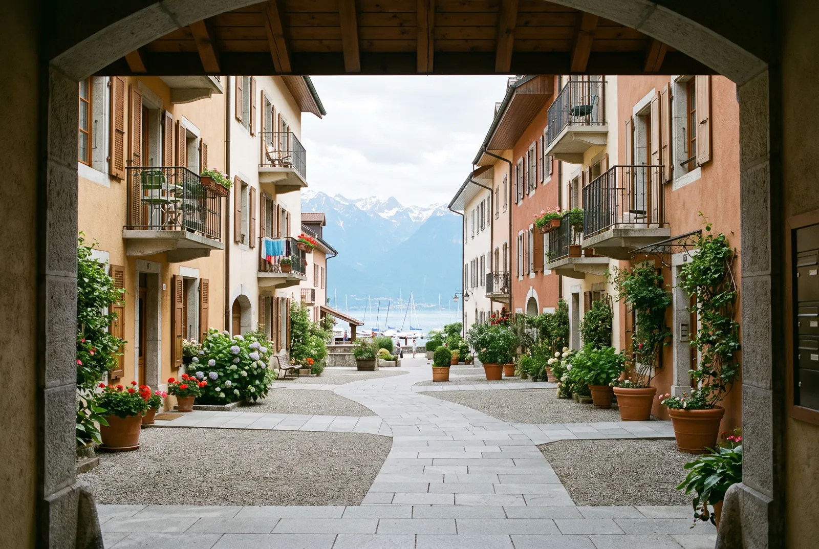 Cour intérieure d'un immeuble à Thonon